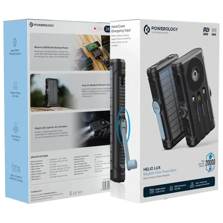 Powerology Helio Lux MagSafe Solar Power Bank - Black