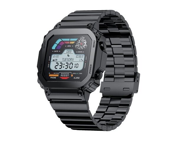 Porodo Nomad Smart Watch Black dial + Black Metal starp & Black Silicon Strap