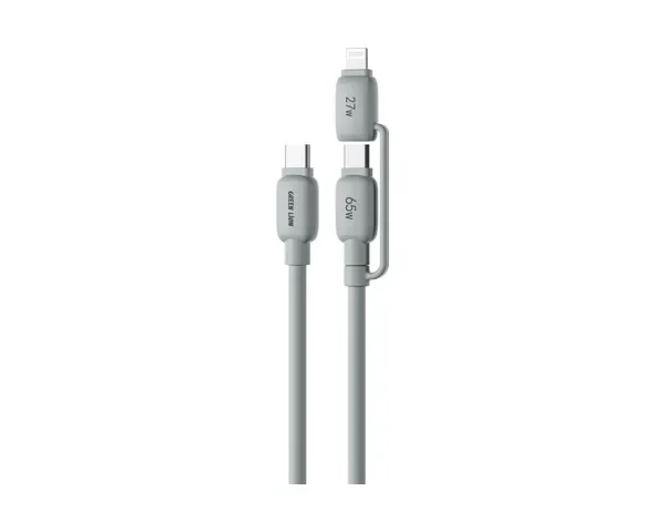 Green Lion 2-In-1 PVC Cable with USB-C & Lightning – Gray