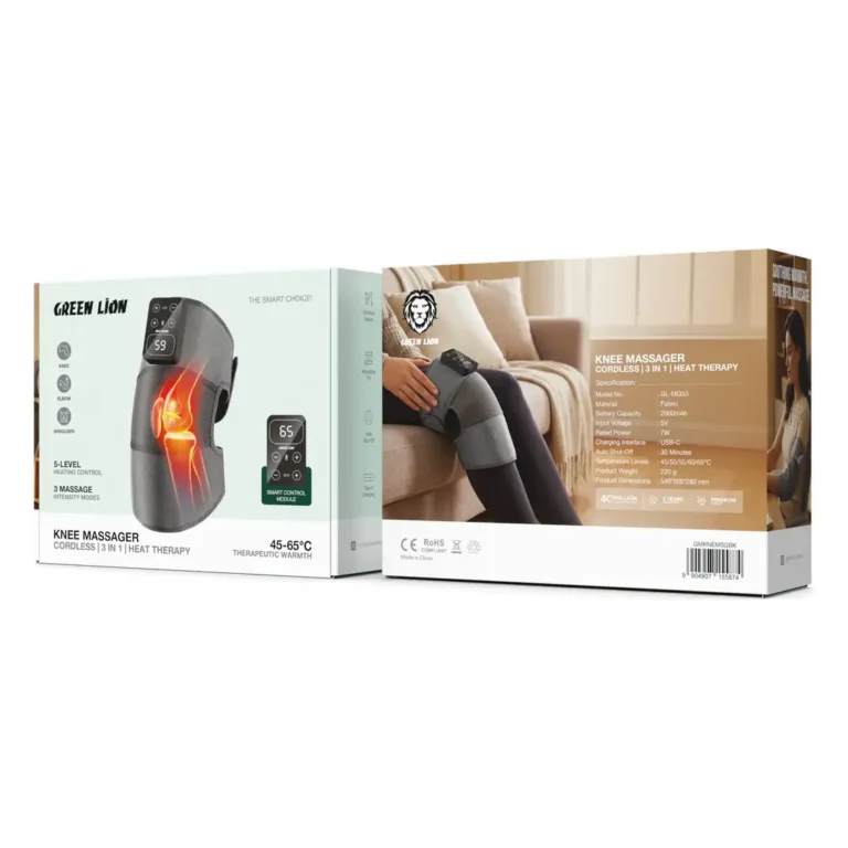 Green Lion 3 in 1 Cordless Knee Massager & Heat Therapy - Black