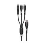 Green Lion 3 in 1 Silicone Cable USB-A to USB-C, Micro, Lightning - Black