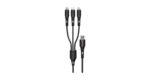 Green Lion 3 in 1 Silicone Cable USB-A to USB-C, Micro, Lightning - Black