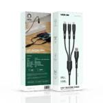 Green Lion 3 in 1 Silicone Cable USB-A to USB-C, Micro, Lightning - Black