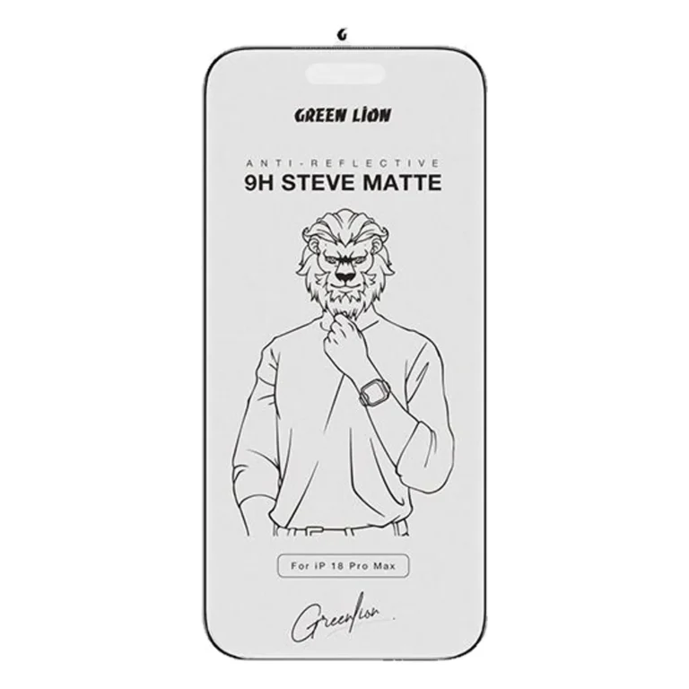 Green Lion 9H Steve Matte Glass Protector for iPhone 18 Pro - Clear