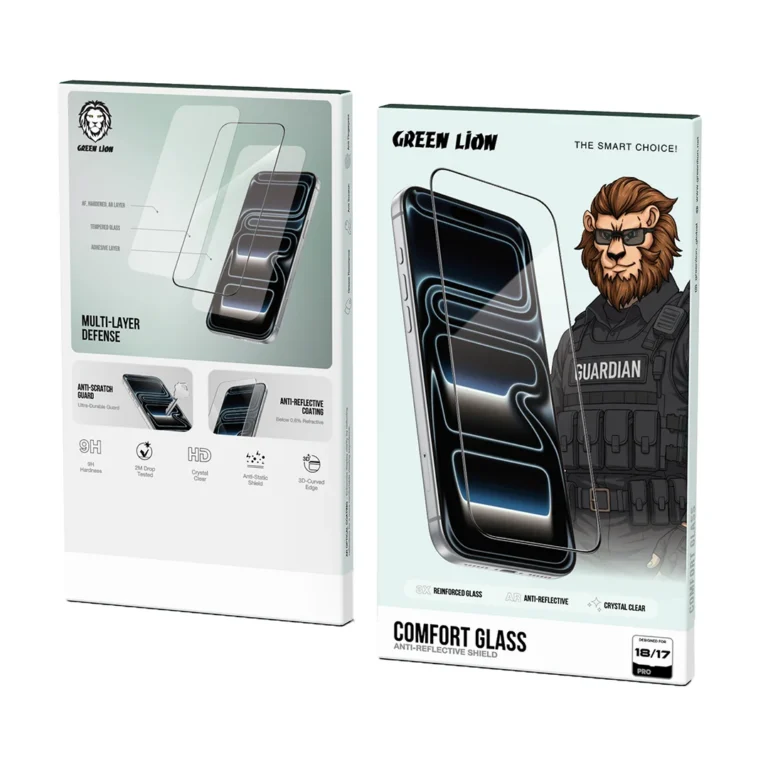 Green Lion Comfort Glass with Anti-Reflective Shield for iPhone 18/17 Pro / Pro Max