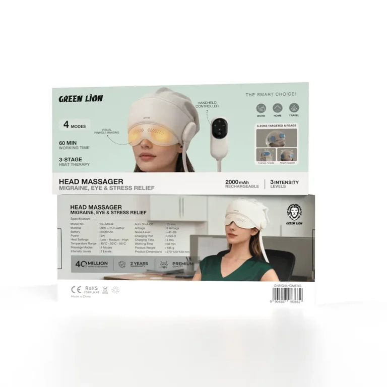 Green Lion Head Massager – Migraine, Eye & Stress Relief - Beige