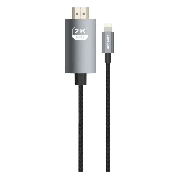 Green Lion Lightning to HDMI Braided Cable - Grey
