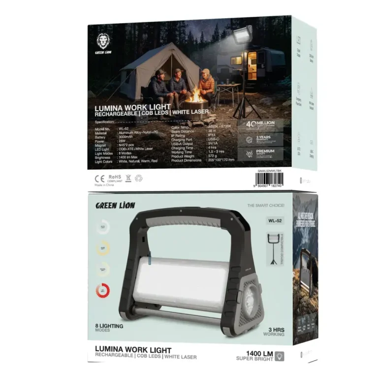 Green Lion Lumina Rechargeable Work Light - Black