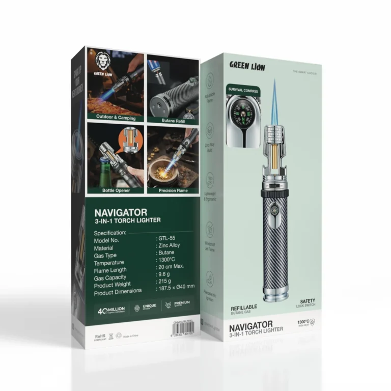 Green Lion Navigator 3-in-1 Torch Lighter - Silver