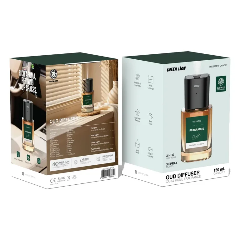 Green Lion Oud Diffuser Car & Home Fragrance 150ml - Clear
