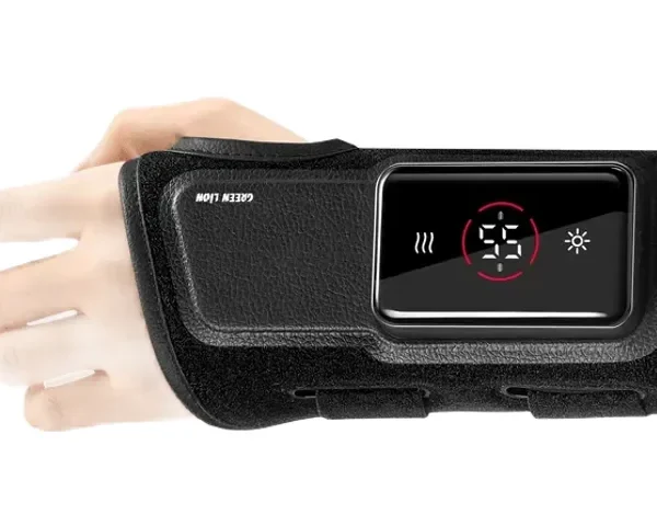 Green Lion Rechargeable Wrist Massager with Heat Compress & Vibration - Black
