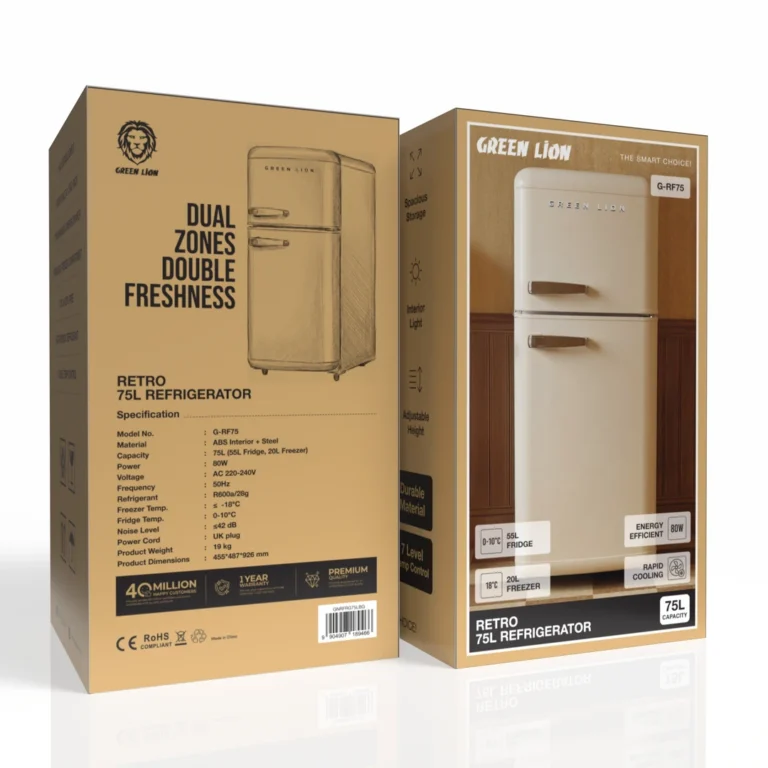 Green Lion Retro 75L Refrigerator - Beige