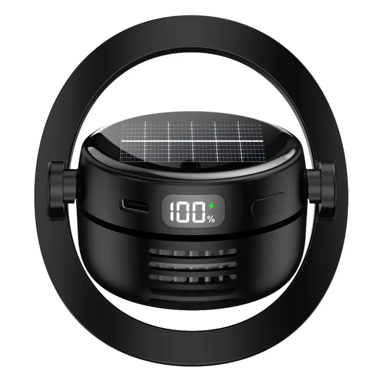 Green Lion Solar Cooler Cap with Rechargeable Bladeless Fan - Black