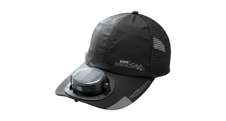Green Lion Solar Cooler Cap with Rechargeable Bladeless Fan - Black