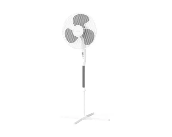 Green Lion Stand Fan 16'' with 3 Blade Design & 110° Auto Oscillation - White