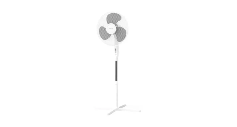 Green Lion Stand Fan 16'' with 3 Blade Design & 110° Auto Oscillation - White