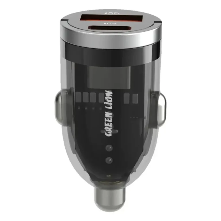 Green Lion Transparent Dual Port Car Charger - Black