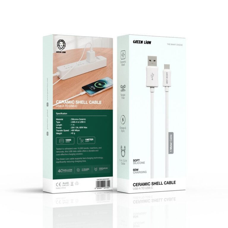 Green Lion USB-A to USB-C Ceramic Shell Cable