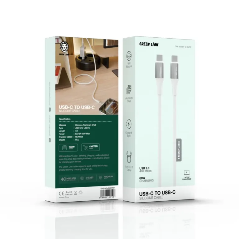 Green Lion USB-C Silicone Cable - White