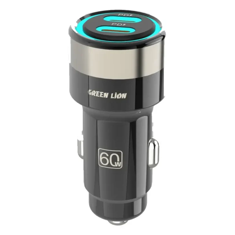 Green Lion Zinc Alloy Dual PD Car Charger - Black