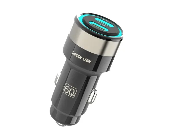 Green Lion Zinc Alloy Dual PD Car Charger - Black