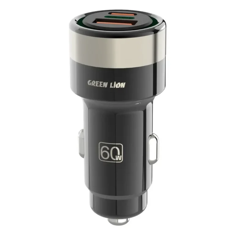 Green Lion Zinc Alloy PD+QC Car Charger - Black