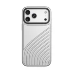 Levelo Arc MagSafe PU Leather Case with Flip-Out Bult-In Camera Stand for iPhone 18/17 Pro / Pro Max - Silver
