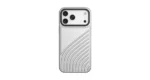 Levelo Arc MagSafe PU Leather Case with Flip-Out Bult-In Camera Stand for iPhone 18/17 Pro / Pro Max - Silver