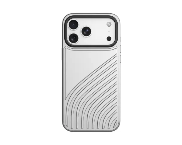 Levelo Arc MagSafe PU Leather Case with Flip-Out Bult-In Camera Stand for iPhone 18/17 Pro / Pro Max - Silver