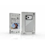 Levelo Arc MagSafe PU Leather Case with Flip-Out Bult-In Camera Stand for iPhone 18/17 Pro / Pro Max - Silver