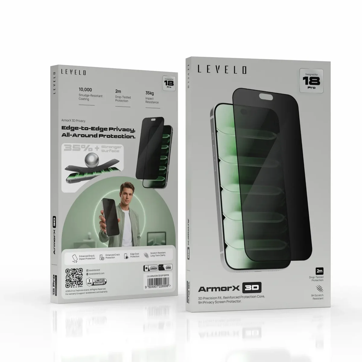 Levelo ArmorX 3D Privacy Screen Protector for iPhone 18 Pro / Pro Max - Privacy