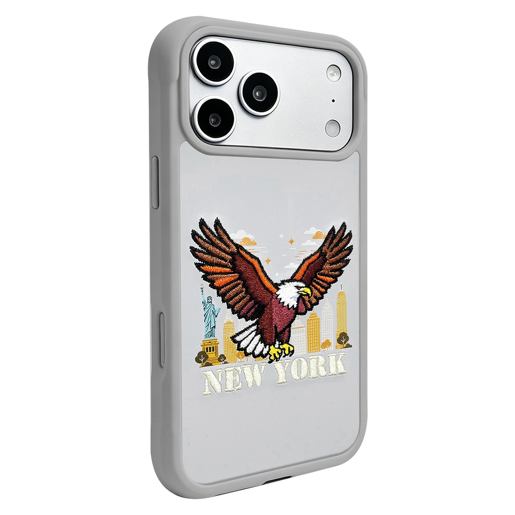 Levelo Vallo Heritage-Inspired Bald Eagle Embroidery Premium PU Leather Case for iPhone 18/17 Pro/Pro Max