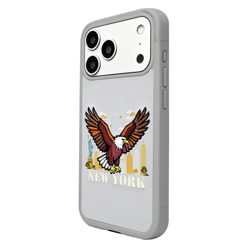 Levelo Vallo Heritage-Inspired Bald Eagle Embroidery Premium PU Leather Case for iPhone 18/17 Pro/Pro Max