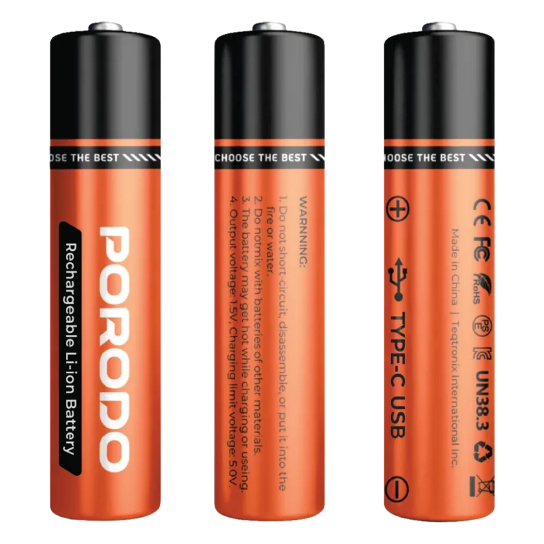 Porodo AA LI-Ion Battery USB-C Rechargeable 2-Pack - Orange