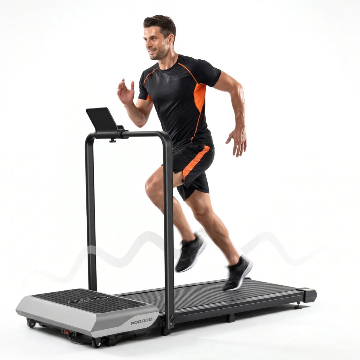 Porodo Athlete Dual-Function Treadmill with Built - in Vibration Training - Black