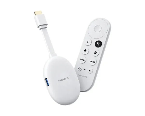 Porodo Blink 4K Android TV Stick with Air Mouse Remote Control - White