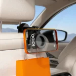 Porodo Blue 2-in-1 Car Headrest Phone Holder with Built-In Hook - Black