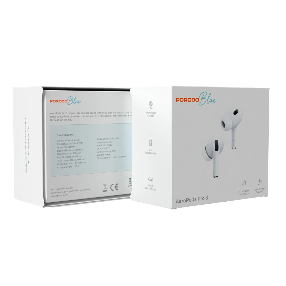 Porodo Blue AeroPods Pro 3 - White