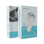 Porodo Blue Dual - Port USB Car Charger with Multiple Safety Protection - White