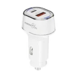 Porodo Blue Dual - Port USB Car Charger with Multiple Safety Protection - White