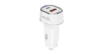 Porodo Blue Dual - Port USB Car Charger with Multiple Safety Protection - White