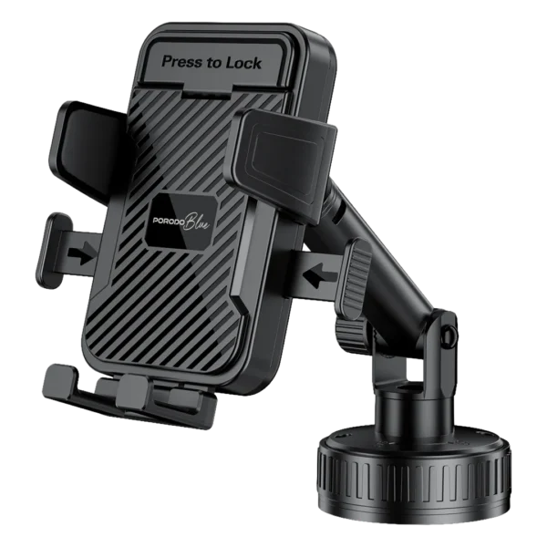 Porodo Blue Extendable Cradle Phone Holder with Stable Vaccum Suction Attachment - Black