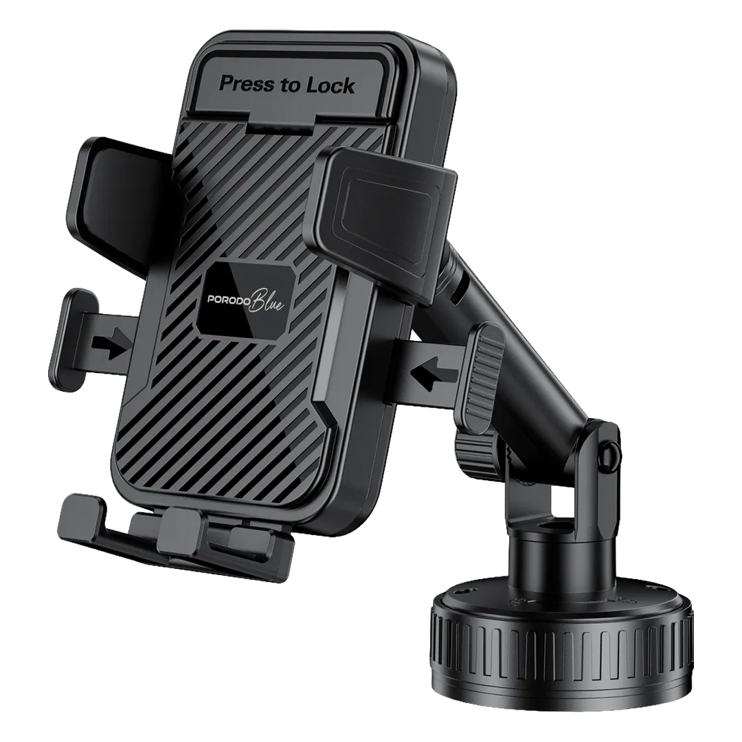 Porodo_Blue_Extendable_Cradle__aa1248102f Porodo Blue Extendable Cradle Phone Holder with Stable Vaccum Suction Attachment - Black