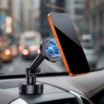 Porodo Blue Suction Cup Magnetic Car Phone Mount with Dashboard & Windshield Mounting - Black