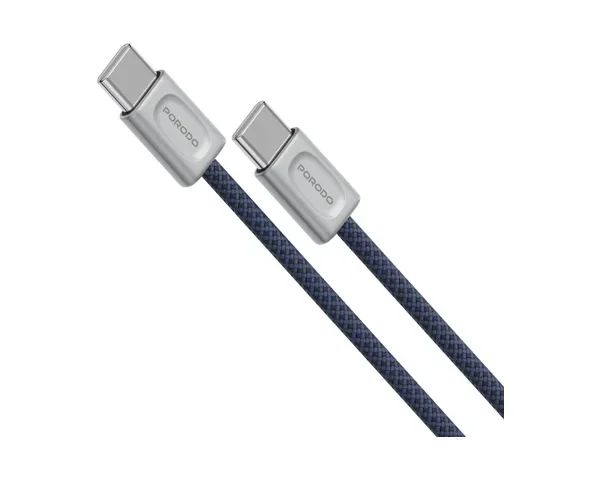 Porodo Cobra 60W Ultra-Slim USB-C to USB-C Cable With Nylon Braided Design – Blue