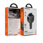 Porodo Cross Multi-Port Car Charger with Integrated USB-C Cable - Black