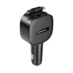 Porodo Cross Multi-Port Car Charger with Integrated USB-C Cable - Black