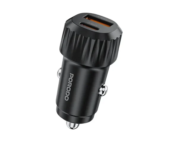Porodo Electro 60W Dual Port Car Charger with Fast Charging Technology- Black
