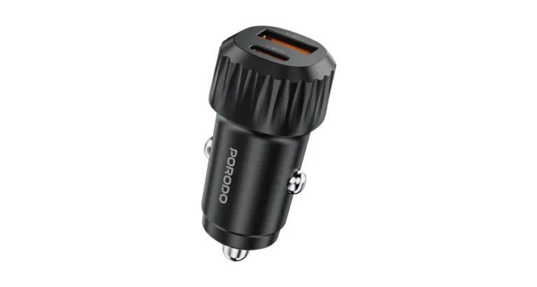 Porodo Electro 60W Dual Port Car Charger with Fast Charging Technology- Black