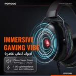 Porodo Gaming Aloma Wired Headphones with Soft Over-Ear Foam Pads - Black